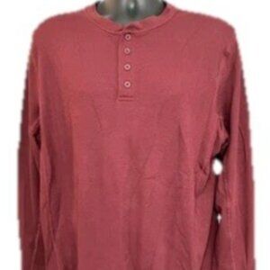 Magellan Mens XL deep red Long Sleeve Button crew neck Sweater style Top